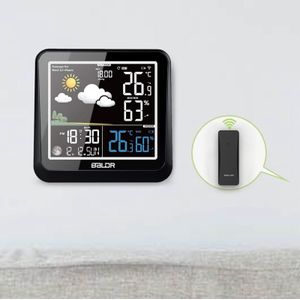 Baldr Kleur Display Weerstation Met Maanfase Dimmer In/Outdoor Thermometer Hygrometer Snooze Wekker Remote Sensor