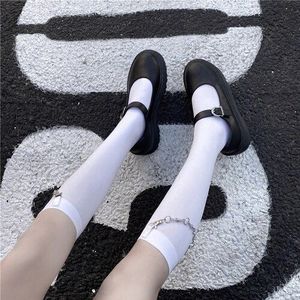 Goth Meisje Harajuku Punk Sokken Vrouwen Vintage Retro Zwart Wit Kalf Sokken Met Doorn Ketting Streetwear Alle Match Half Buis sokken