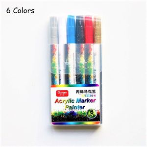 12 18 kleuren/Set 0.7mm Acryl Verf Marker pen voor Keramische Rock Glas Porselein Mok Hout Stof Canvas schilderen