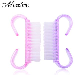 5 stks/partij Roze Paars Plastic Nail Art Dust Remover Cleaner Brush Manicure Pedicure Gereedschap
