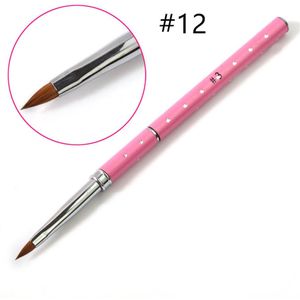 Roze Draagbare Lightweigt Slim Nail Art Acryl Borstel Metalen Handvat Met Diamond Kolinsky Magic Hair Potlood Voor Diy Nail Art