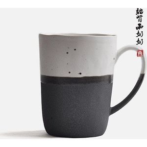 Creatieve Retro Japanse Stijl Drinkware Mokken Keramische Aardewerk Koffie Melk Thee Mok Cup Met Handgreep Witte Inkt Stellen Cup