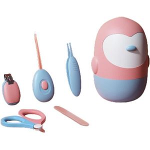 5 Stks/set Baby Nagelknipper 5 In 1 Veiligheid Baby Care Kit Schaar Pincet Nail File Ear Wax Removal Tool met Led Licht