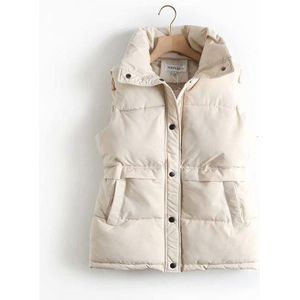 Lusumily Koreaanse Stijl Solid Vrouwen Vest Mouwloze Super Warm Winter Vesten Meisjes Jas Zwart Single Breasted Losse Dikke Jas