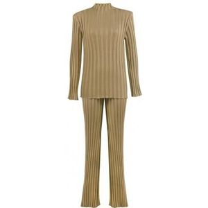 Casual Outfit Half Hoge Kraag Twee Delige Set Schouderstuk Half Hoge Kraag Trui Broek Set