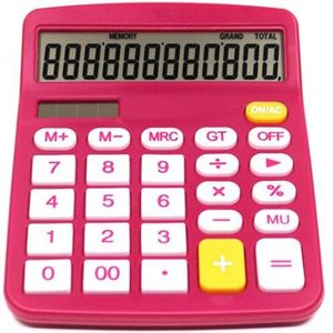 12 Digit Bureau Rekenmachine Grote Knoppen Financiële Business Accounting Tool Rose Rode kleur voor kantoor school