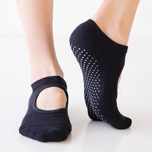 Vrouwen Anti Slip Sokken Slippers Met Rubbers Comfortabele Slijtvaste Gekamd Katoen Effen Yoga Ballet Katoenen Sokken