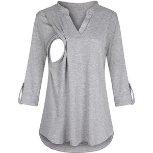 Vrouwen Moederschap Borstvoeding Kleding Lange Mouwen Gestreept Katoen Natuurlijke Kleur Verpleging Tops Blouse Voor Borstvoeding Lactancia