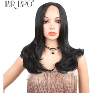 20inch Body Wave Lace Front Pruik Pre Geplukt Met Baby Haar Lijmloze Synthetische Transparen Kant pruik Voor Zwarte Vrouwen haar Expo Stad