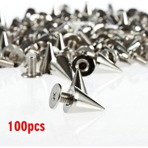 Zilveren Klinknagels Kegel Vorm Spikes Screwback Studs Diy Craft Cool Punk Metal Fixing Tool Kit Voor Riemen Jassen Lederen Ambachten