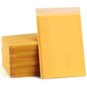 50 Stks/partij Kraftpapier Bubble Enveloppen Tassen Mailers Padded Envelop Voor Brief Bubble Wrap Self Seal Mailing Zak
