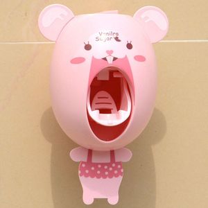 Praktische Sterke Zuigkracht Sucker Grappige Cartoon Stijl Badkamer Huishoudelijke Tandenborstelhouder Kinderen Automatische Tandpasta Dispenser