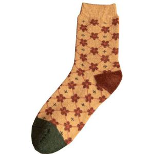 Winter Vrouw Sokken Bloemen Gedrukt Lolita Warm Wol Koreaanse Stijl Harajuku Retro Lange Sokken Zachte Meisjes Streetwear Crew Sok Groen