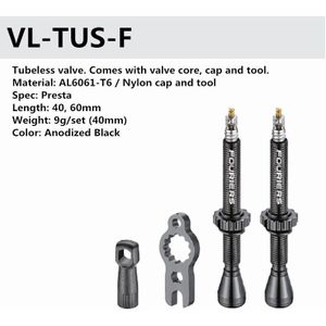 Fouriers VL-TUS-F Mtb Racefiets Vacuüm Band Nozzle Fiets Tubeless Presta Ventiel Geen Tubeless Valve Extender 40Mm 60mm