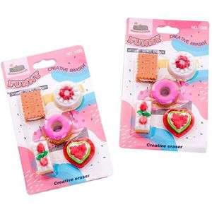 12Packs/Lot Kawaii Cookie Donut Gum Set Grappige Studenten Kids &#39;S Puzzel Speelgoed Kantoor School Briefpapier Leveringen