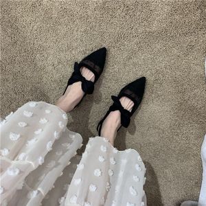 Monmoira Strik Mesh Dot Slingback Muilezels 2022 Vrouwen Blok Hak Zomer Sandalen Elegante Hollow Out Party Prom Jurk Dames Schoenen