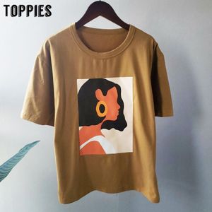 Toppies Zomer Karakter T-shirts Mode Meisjes Tops Korte Mouwen Bedrukken T-Shirts Koreaanse Vrouwen Kleding 95% Katoen