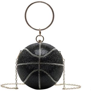 Crystal Round Metal Handle Crossbody Bags Women Basketball Luxury Diamond Evening Bags Party Purse Clutch Handbags