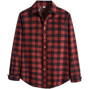 Rode En Zwarte Plaid Shirt Mannen Shirts Zomer Chemise Homme Heren Geruite Shirts Lange Mouwen Shirt Mannen Blouse # G30