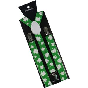 Winfox Mode Zwart Groen Wit 2.5 cm Breed Clover Bretels Voor Vrouwen Mannen