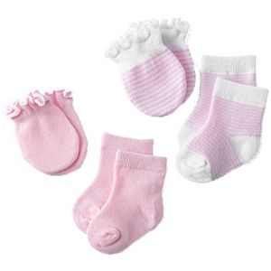 4 Pairs Kinderen Kids Baby Pasgeboren Sokken Handschoenen Anti-Kras Ademende Elasticiteit Bescherming Gezicht Wanten Douche Zuigeling