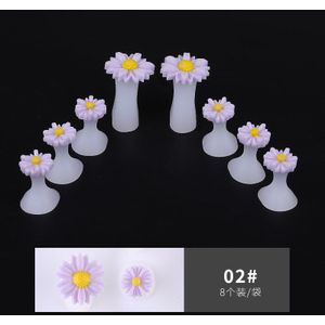 8 Stks/zak Compact En Te Dragen Siliconen Nail Teen Separator Daisy Paars Gouden Bloem Shape Nail Teen Separator set D242