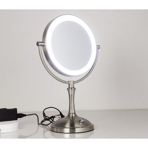 8Desktop 8 Inch Make-Up Spiegel 2-Gezicht Metalen Spiegel 3X 5X 10X Vergrootglas Cosmetische Spiegel Led Lamp Passen de Helderheid