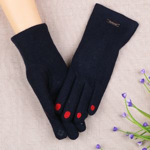 Vrouwen Winter Warm Touchscreen Handschoenen Houden Plus Fluwelen Binnenkant Cashmere Blend Vrouwelijke Nep Nagels Elegante Dunne Handschoenen