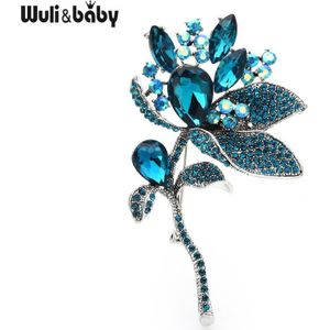 Wuli & Baby Crystal Grote Bloem Broches Vrouwen 2-Kleur Rhinestone Lotus Bloem Bruiloften Party Broche Pins