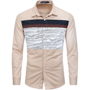 Visada Jauna Mannen Shirt Gedrukt Coton Slim Fit Shirts Voor Man Met Lange Mouwen Business Regular Fit