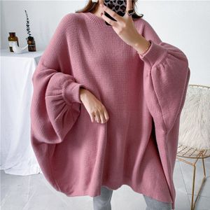 [Eam] Oversized Grijs Breien Trui Loose Fit Ronde Hals Lange Mouw Vrouwen Truien Mode Herfst Winter 1Y190