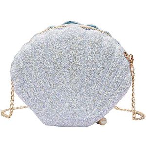 Vrouwen Meisjes Kleine Zeemeermin Seashell Portemonnee Cross-Body Schoudertassen Glitter Pailletten Ketting Avond Portemonnee