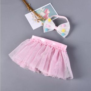 0-2T Fee Witte Tutu Rok Europese En Amerikaanse Kinderen Sequin Tutu Meisjes Gaas Rok Feestkleding Tutu met Bijpassende Hoofdband