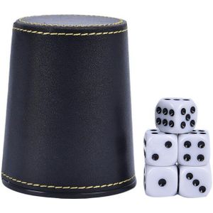 Bar Ktv Entertainment Dobbelstenen Cup Pu Leer Flanel Dobbelbeker Met 5Pcs Dices Dobbelstenen Cup