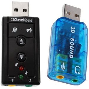 2 Stuks Usb 5.1 En 7.1 Kanaals Usb Stereo Geluidskaart Adapter (Windows 7 Compatibel) licht Blauw & Zwart