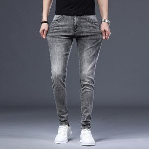 Mode Jeans Mannen Casual Grijs Broek Lente Herfst Elastische Rechte Comfort Loosetrousers Mannelijke Gewassen Denim Broek
