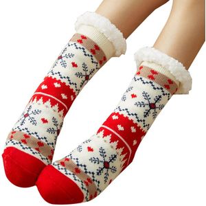 Vrouwen Winter Print Leuke Warme Lange Sokken Dikke Sokken Antislip Thuis Vloer Kerstcadeaus Cartoon Tapijt Sokken Kerst sokken