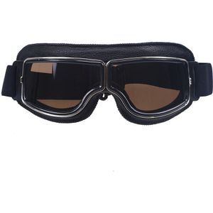 Possbay Zwarte Retro Motorcycle Goggles Bril Pilot Moto Lederen Helm Ski Brillen Voor Man Vrouwen Motorbike Universal Bril