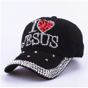 LGFD7621 vrouwen denim jeans doek Kunstmatige stenen bling bling rode ik liefde hart Jezus katoen baseball caps