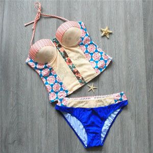 Vrouwelijke Sexy Badpak Tankini Corset Top Biquini Thong Swim Wear Badpak Badmode Vrouwen Braziliaanse Push Up Bikini Set