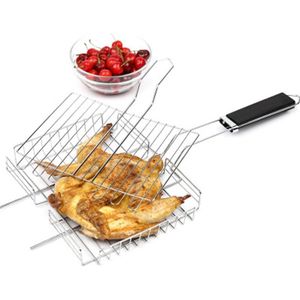 Rvs Rechthoek Bbq Grill Outdoor Reizen Kamp Barbecue Netto Rack Met Handvat Keuken Benodigdheden