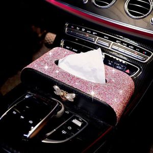 Luxe Lederen Diamant Schilderij Tissue Box Servet Houder Auto Pompen Doos Keuken Weefsels Dispenser Woondecoratie
