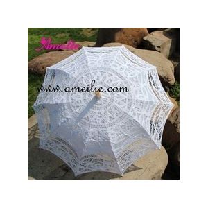 Wit Volledige Batten Kanten Parasol Bridal Paraplu
