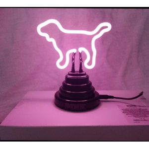 Roze Hond Neon Sign Neon Licht Dier Bureaulamp Neon Lampen Teken Versieren Thuis Slaapkamer Leuke Tafellamp USB Plug Borden