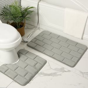 Inyahome Luxe Dikke 2 Stuks Set Memory Foam Badmat En Contour Wc Tapijt Absorberende Wasbare Badkamer Tapijten En Matten Tapijten
