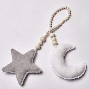 Moon Star Hout Kralen Babykamer Decor Kleurrijke Baby Bed Ornamenten Kid Tenten Decoratieve Ornamenten Kinderen Wandelwagen Accessoires