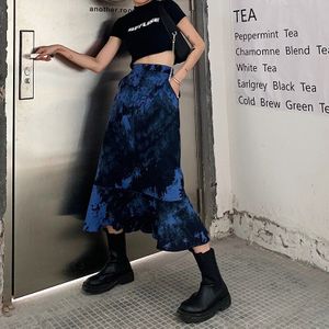 Harajuku Tie Dye Vrouwen Rok Punk Gothic Losse Streetwear Wind Hoge Taille Rok Vrouwelijke Mode Aankomst A-lijn Rokken