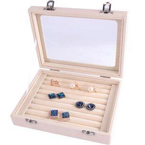 Fluwelen Glas Ring Oorbel Sieraden Display Organizer Box Lade Houder Storage Case R9JE Alleen Doos