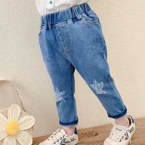 Dfxd Kinderen Broek Herfst Kids Jongens Meisjes Katoen Lange Ripped Ster Rechte Denim Broek Peuter Jeans Broek Voor 1-7Yrs