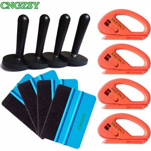 CNGZSY 4 stks Magnetische Houder 4 stks Viltje 4 stks Veiligheid Cutter Auto Sticker Vinyl Installeren Applicator Window Tint gereedschap K54